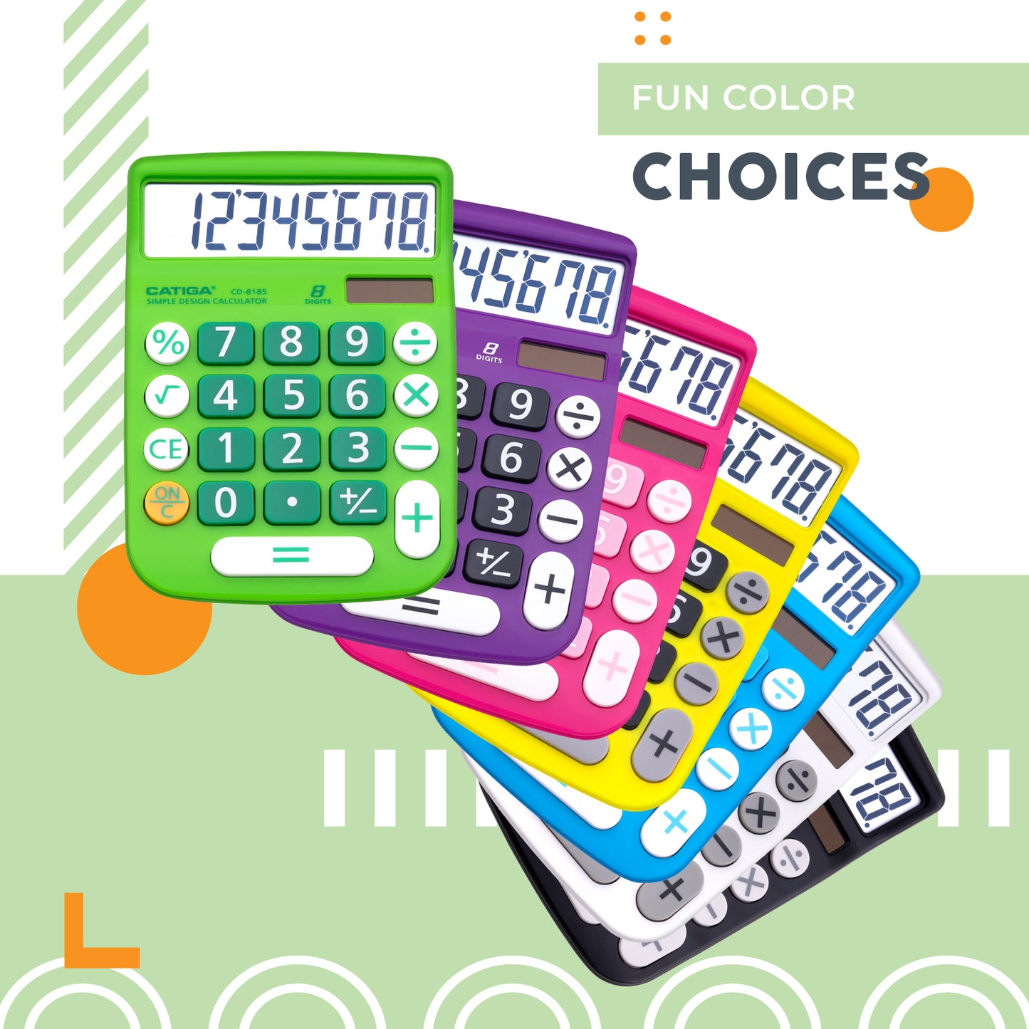 CD-8185 8-Digit Home and Office Calculator (Green)-5 Pack