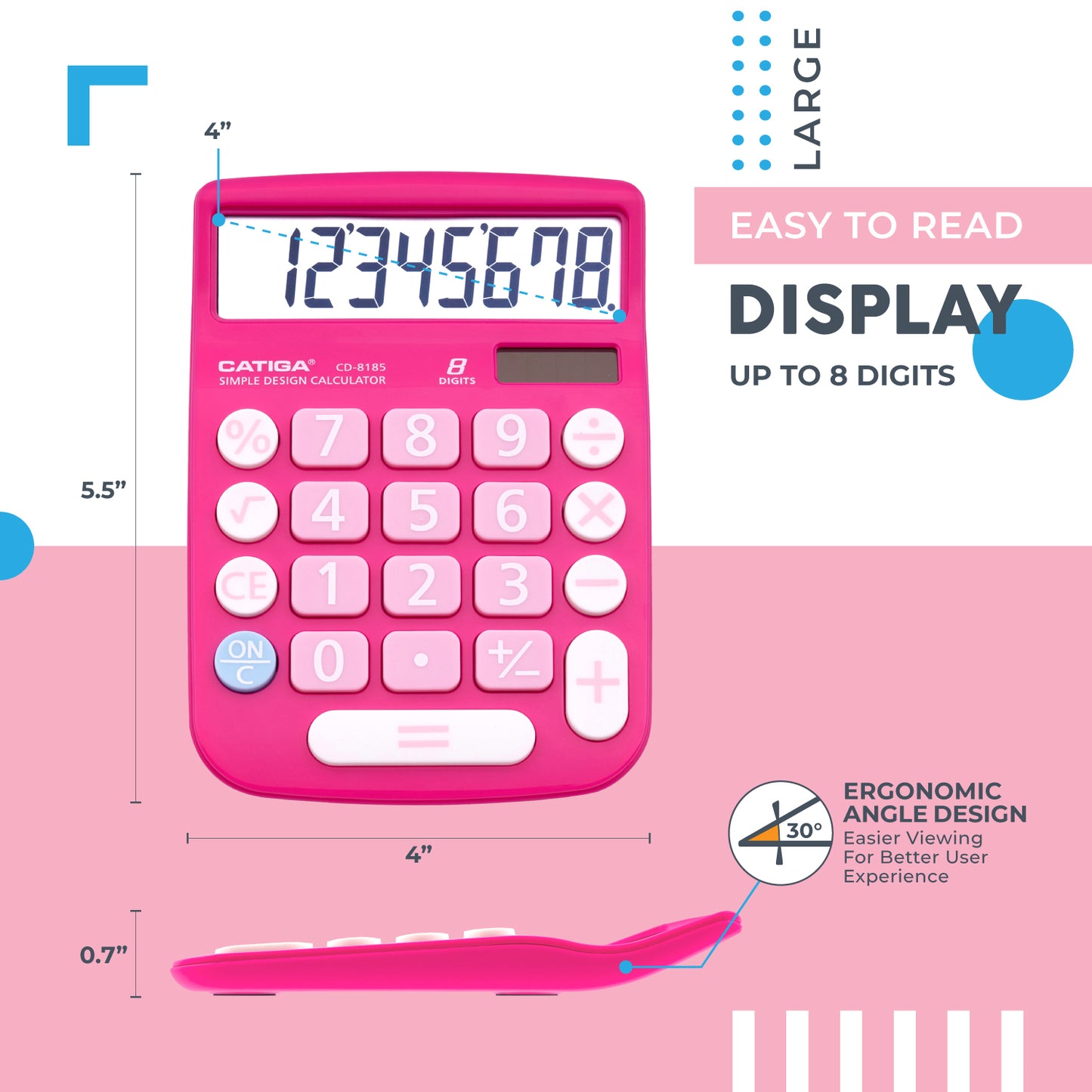 CD-8185 8-Digit Home and Office Calculator (Pink)