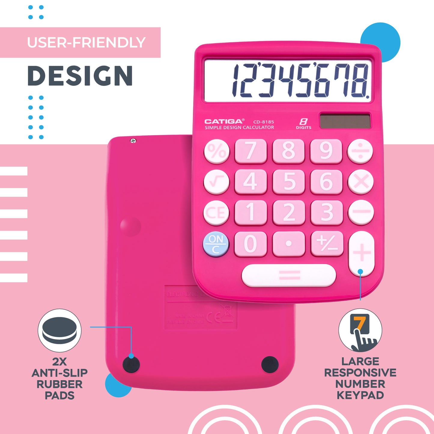CD-8185 8-Digit Home and Office Calculator (Pink)
