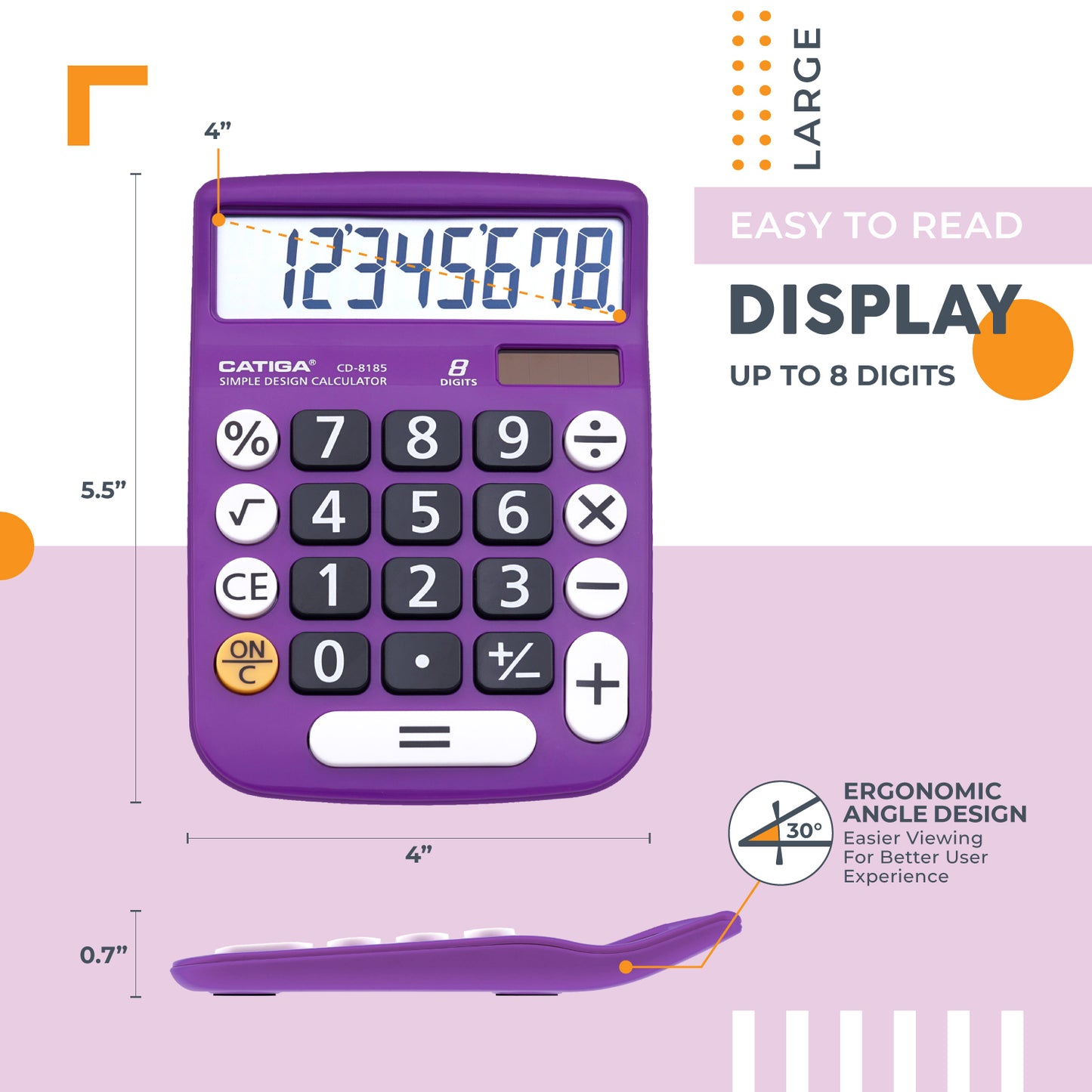 CD-8185 8-Digit Home and Office Calculator (Purple)
