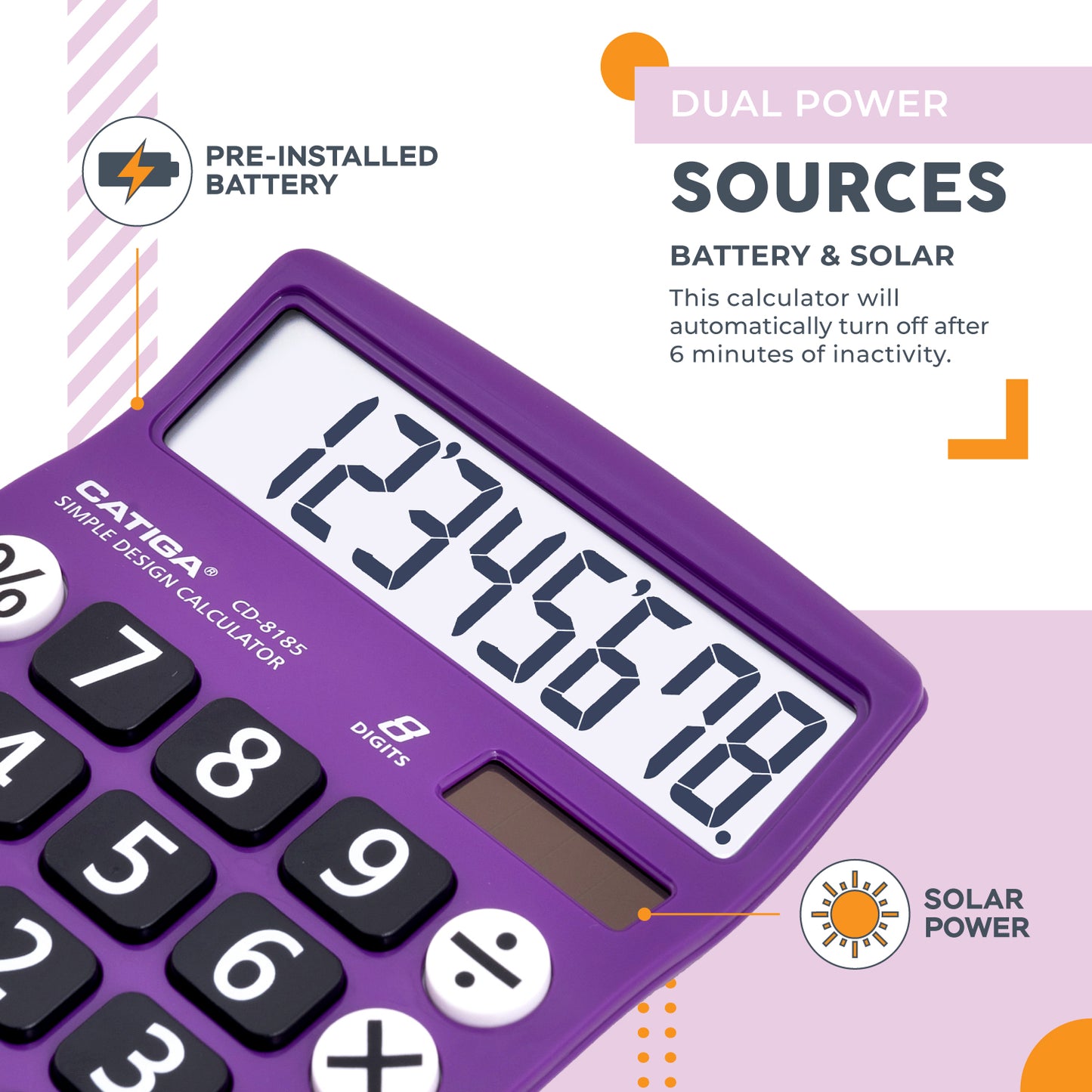 CD-8185 8-Digit Home and Office Calculator (Purple)