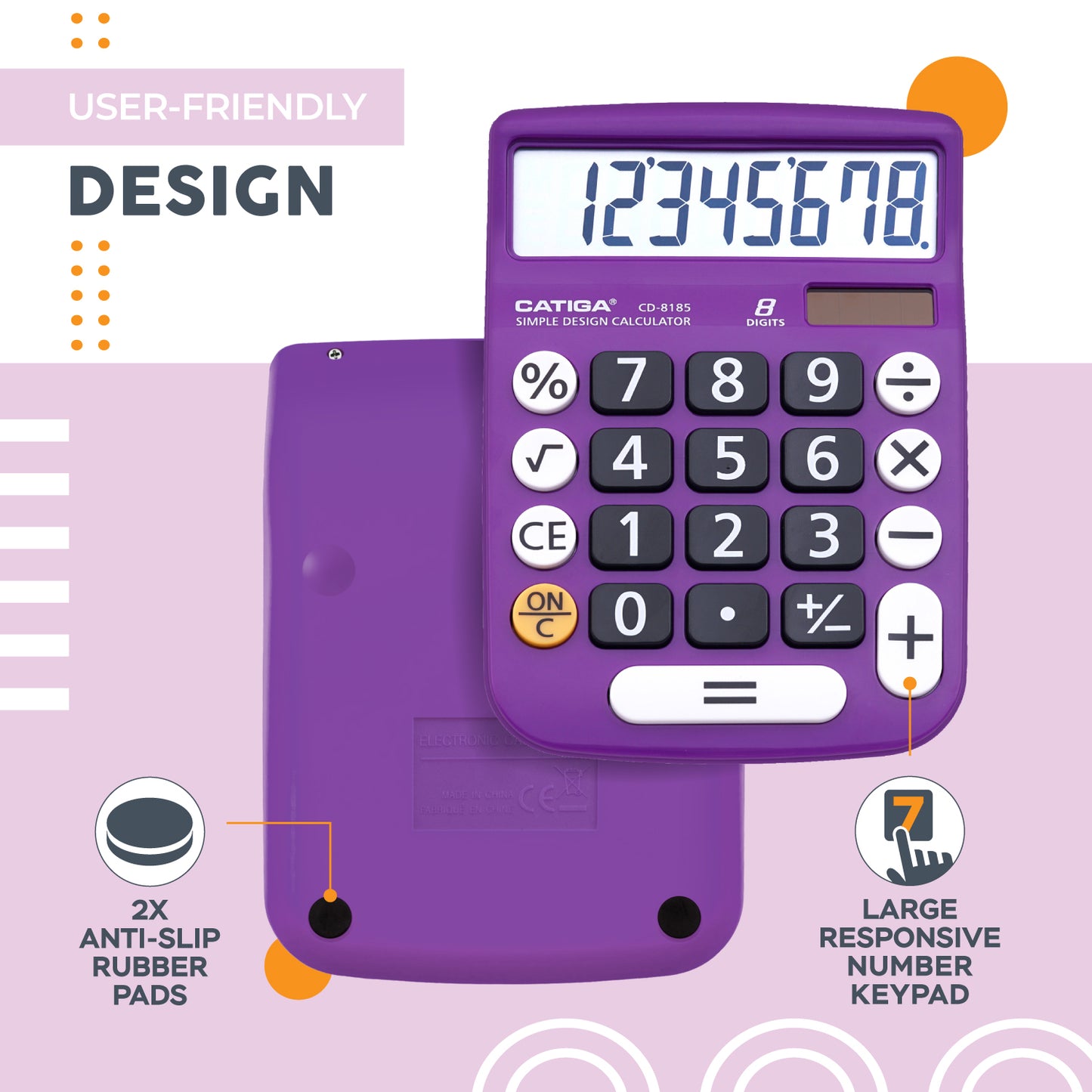 CD-8185 8-Digit Home and Office Calculator (Purple)