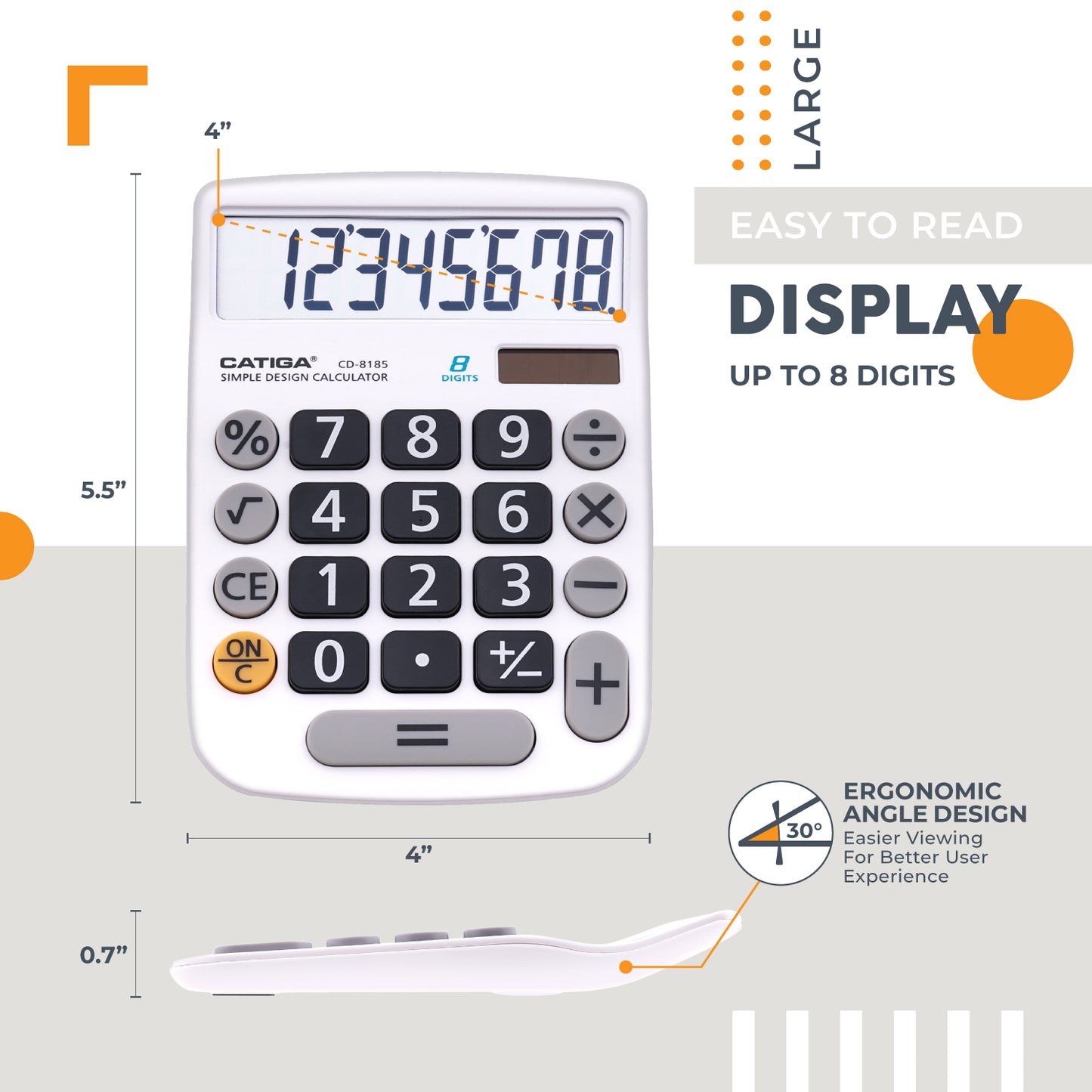 CD-8185 8-Digit Home and Office Calculator (White)