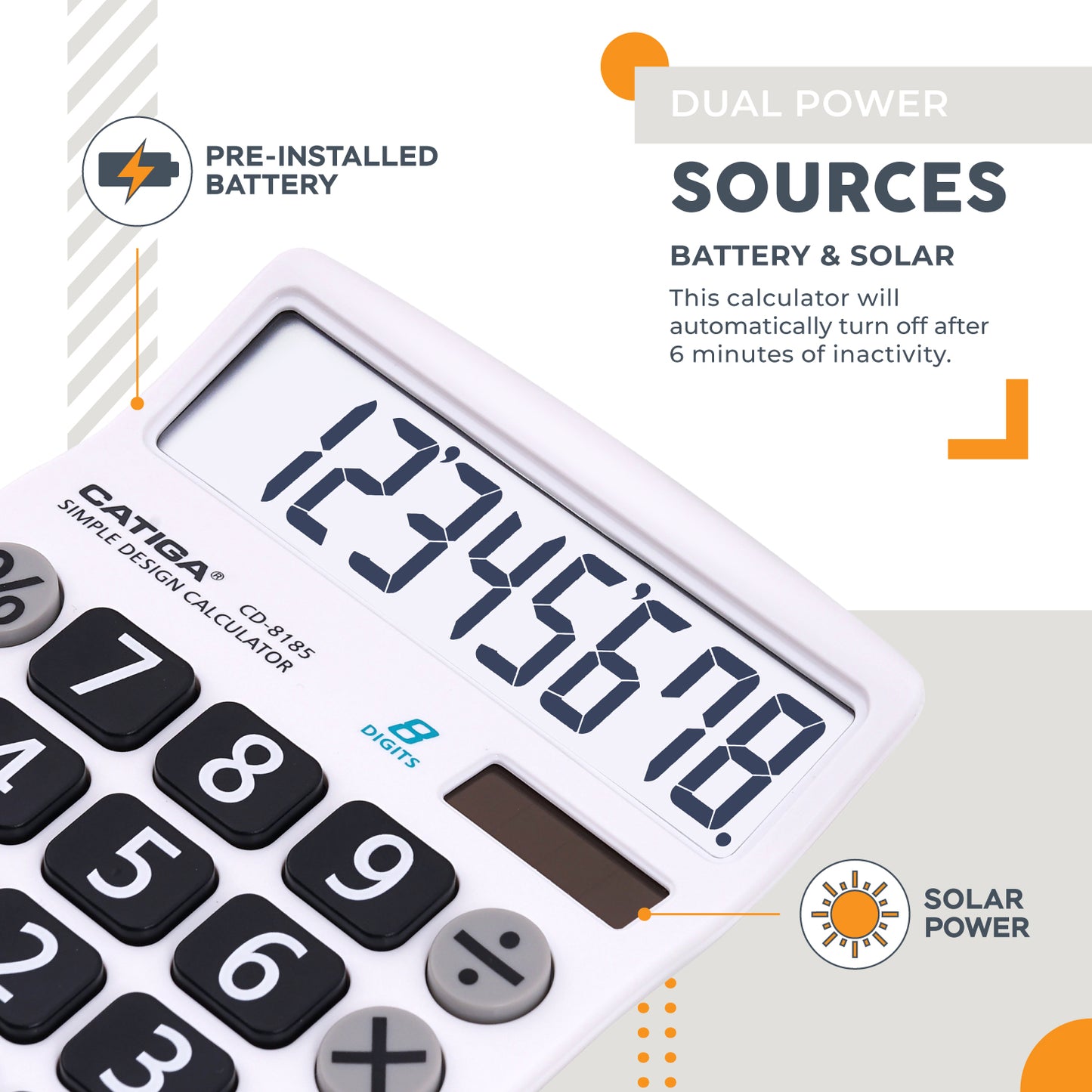 CD-8185 8-Digit Home and Office Calculator (White)
