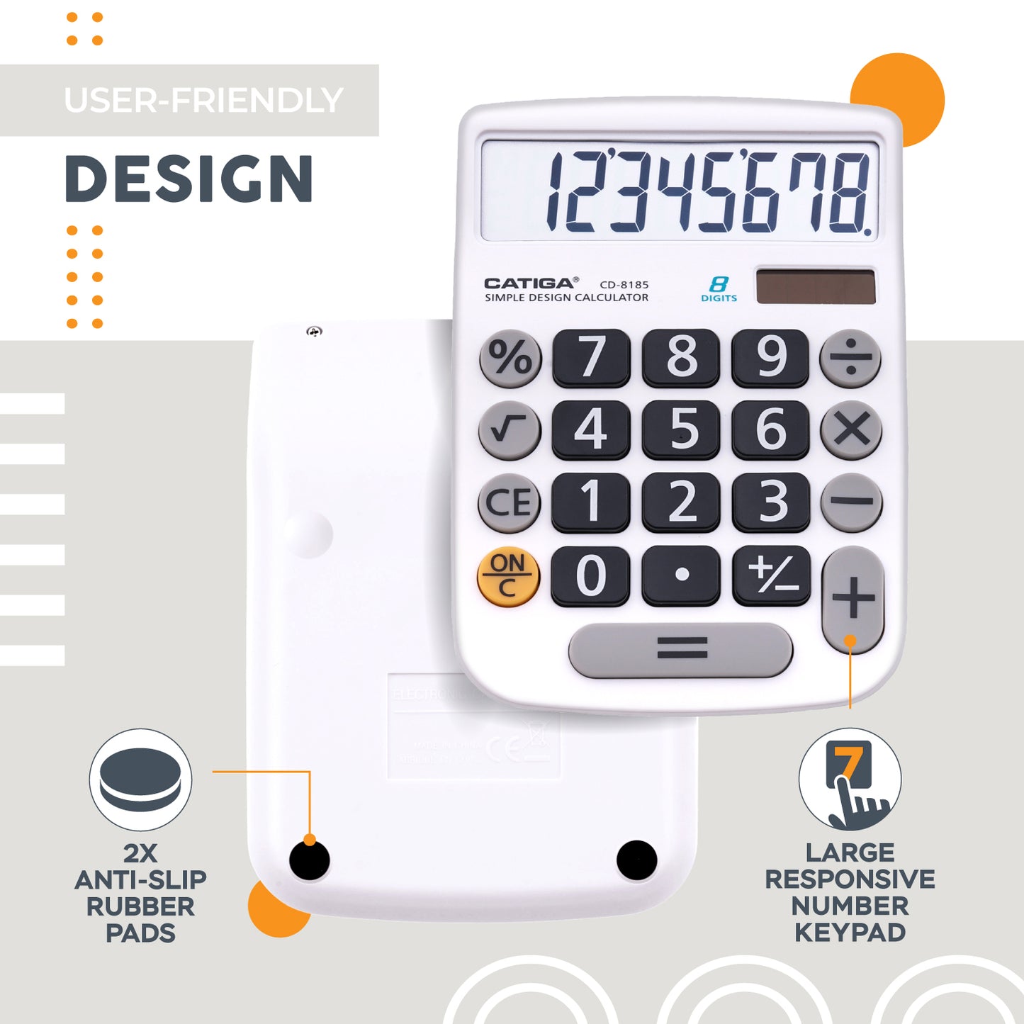 CD-8185 8-Digit Home and Office Calculator (White)