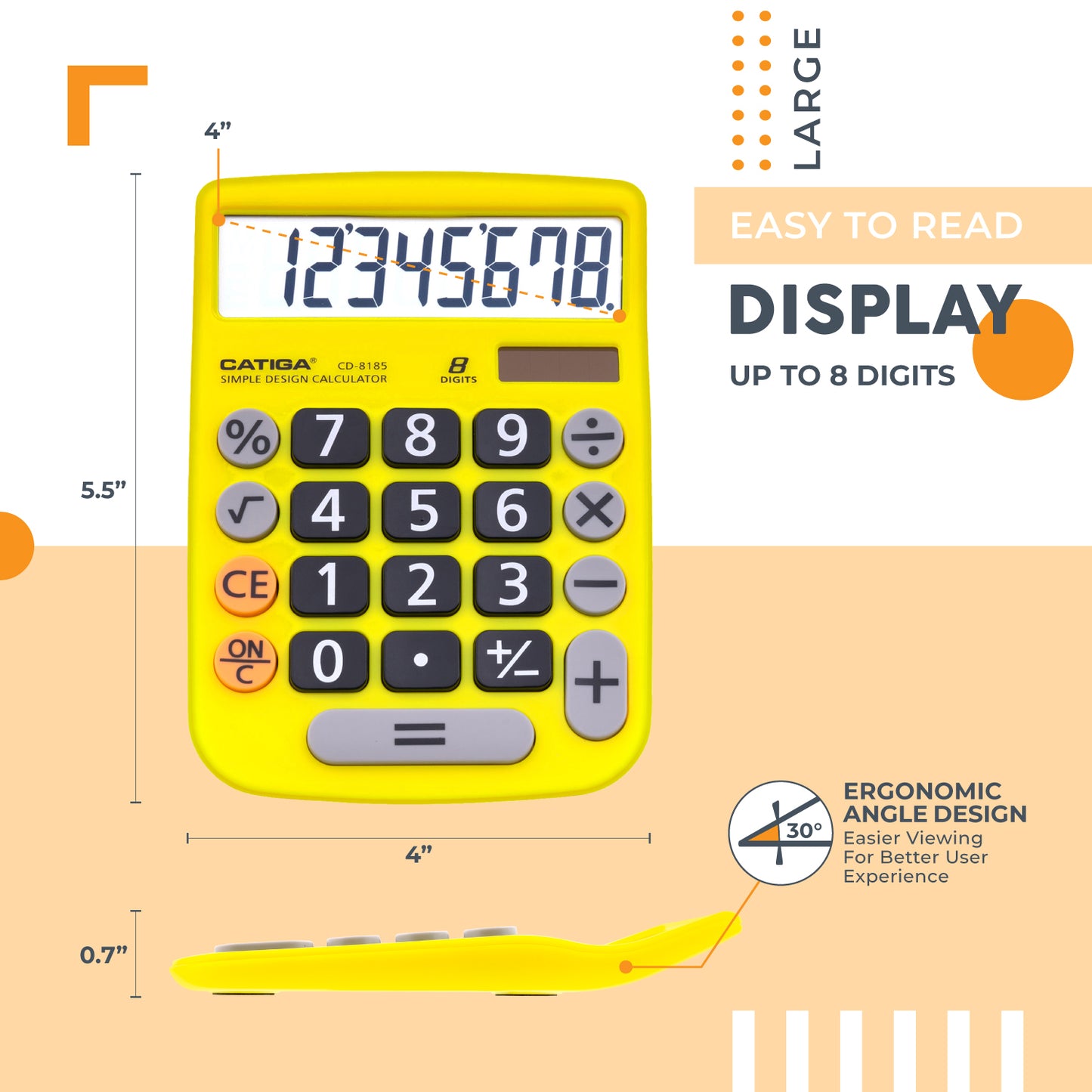 CD-8185 8-Digit Home and Office Calculator (Yellow)