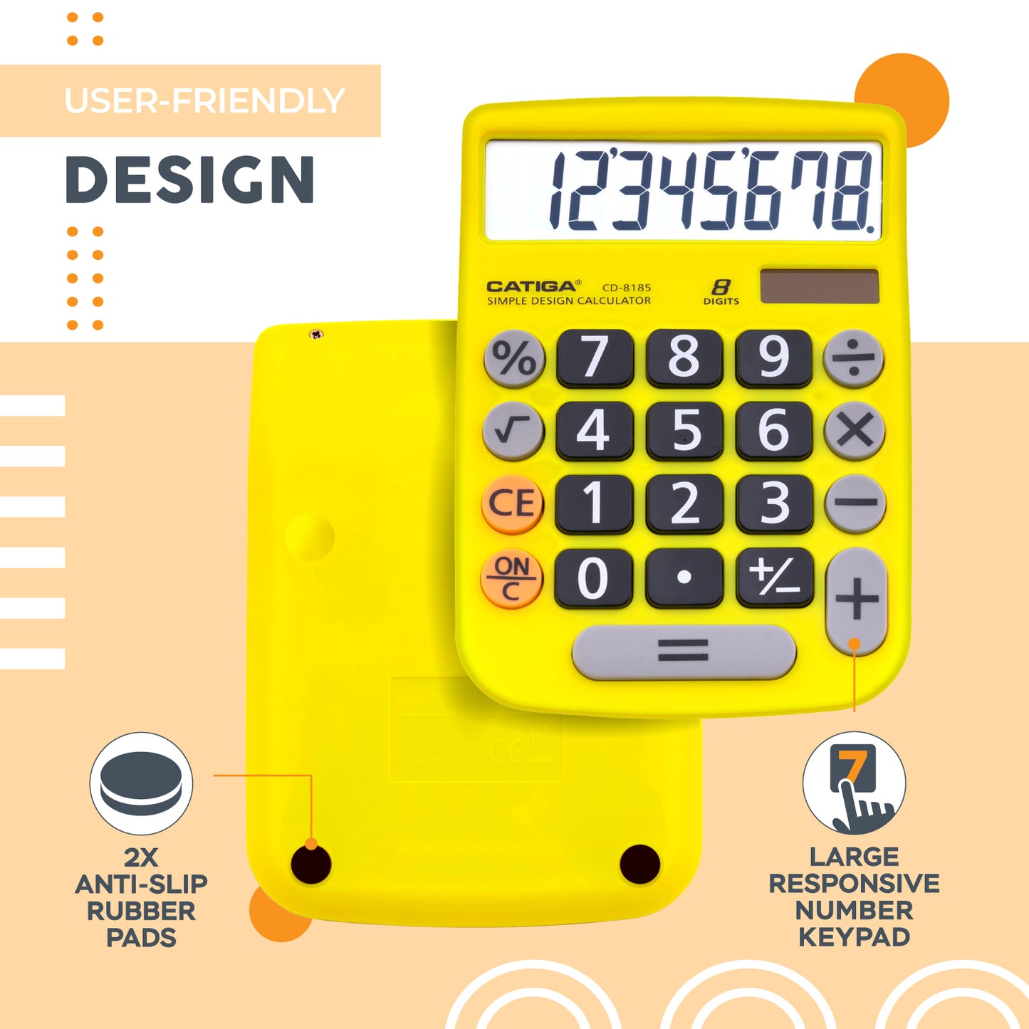 CD-8185 8-Digit Home and Office Calculator (Yellow)