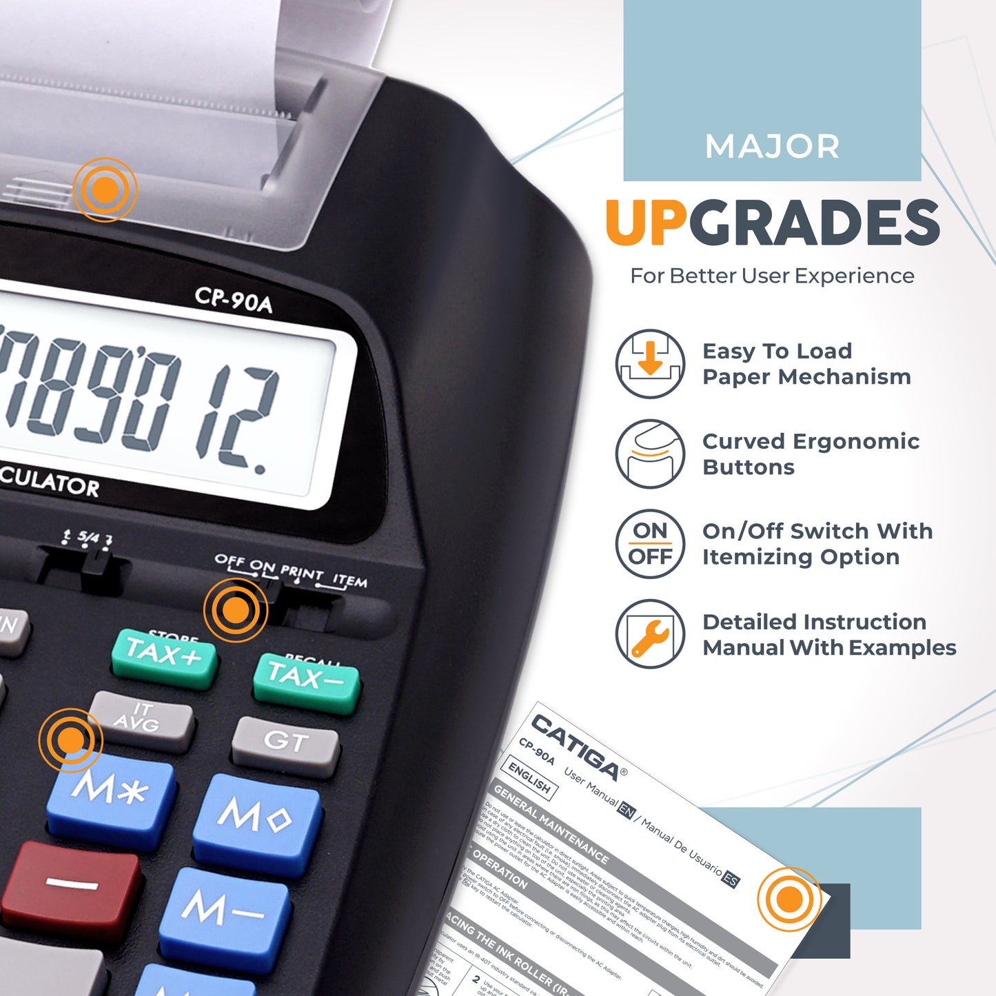 CP-90A 12-Digit Printing Calculator and Adding Machine (Black) -5 pack