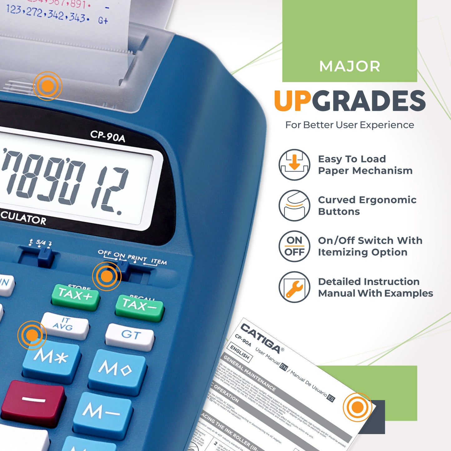 CP-90A 12-Digit Printing Calculator and Adding Machine (Blue)