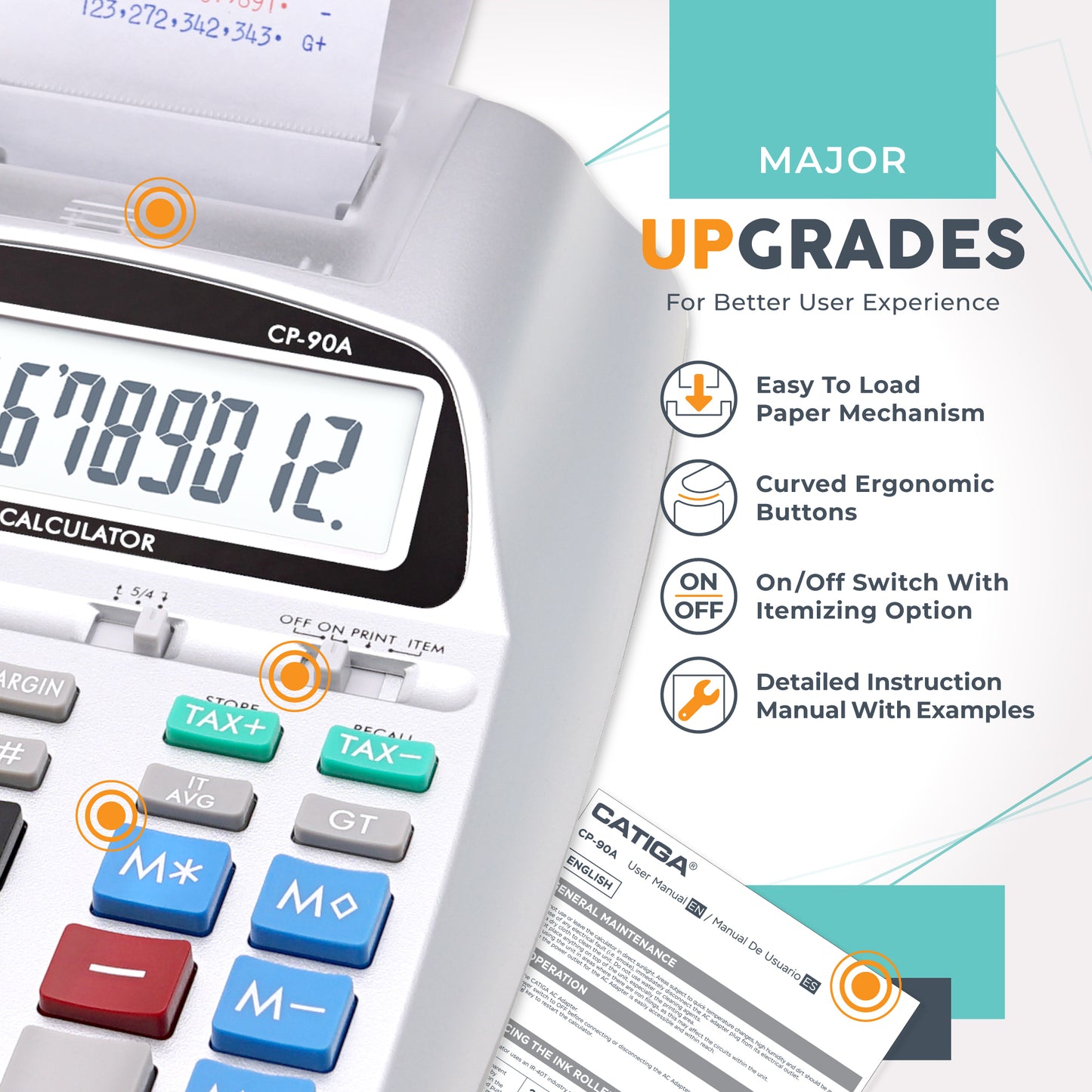 CP-90A 12-Digit Printing Calculator and Adding Machine (Silver)