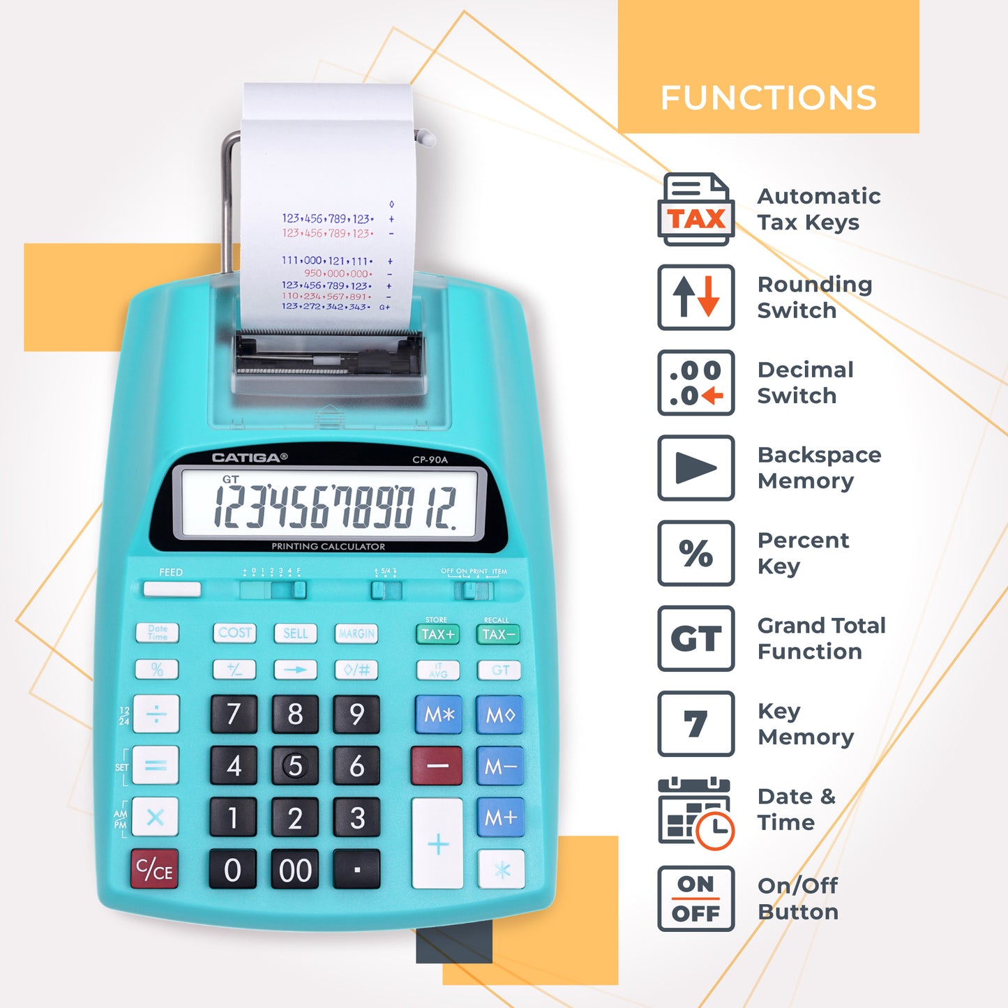 CP-90A 12-Digit Printing Calculator and Adding Machine (Light Blue)