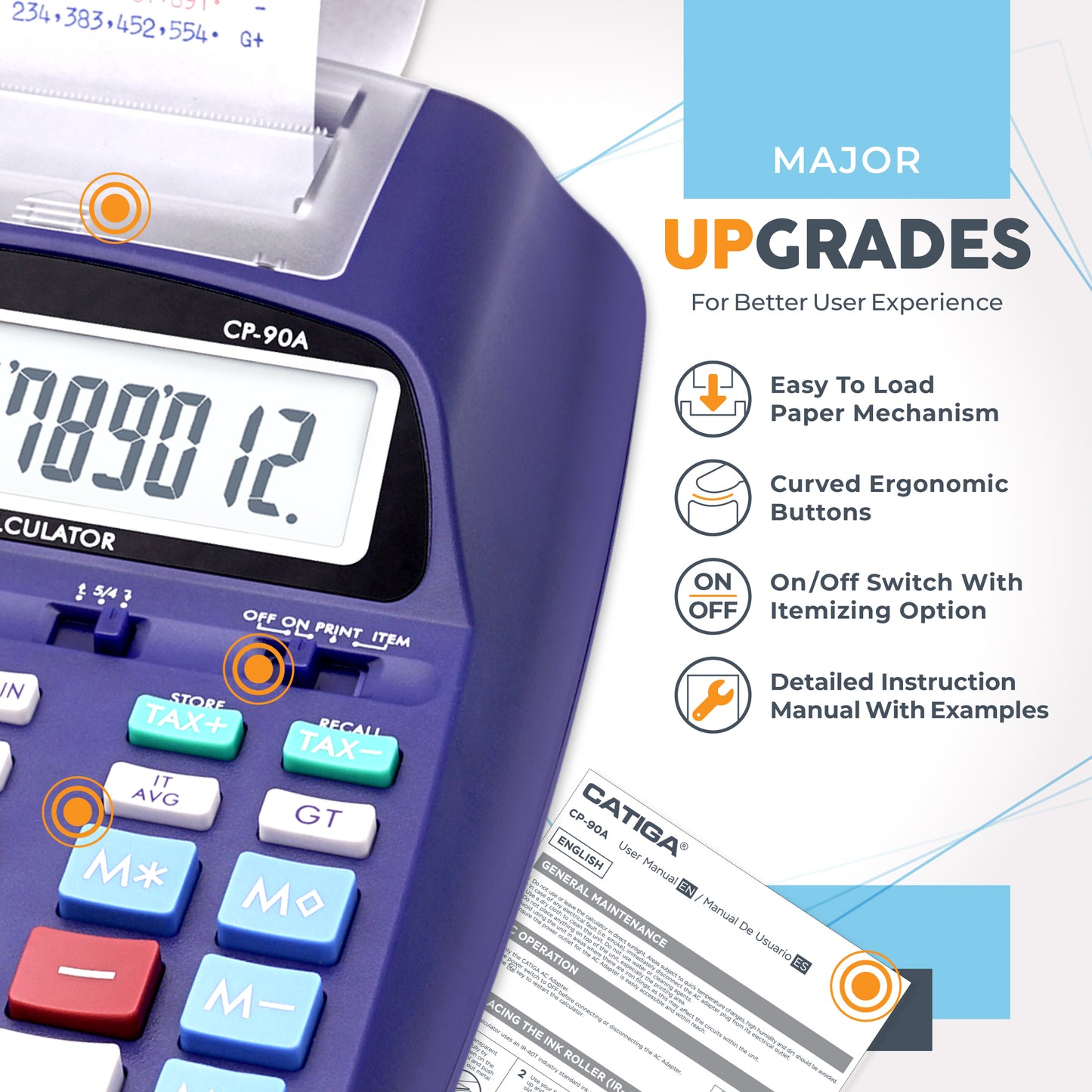 CP-90A 12-Digit Printing Calculator and Adding Machine (Purple)