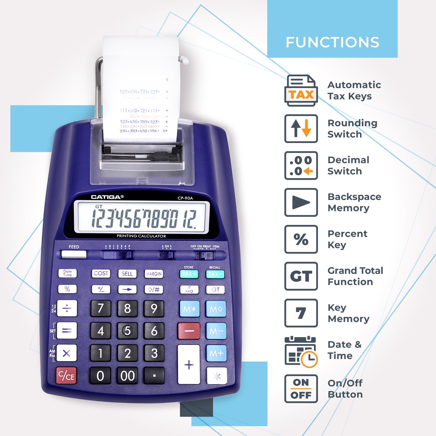 CP-90A 12-Digit Printing Calculator and Adding Machine (Purple)
