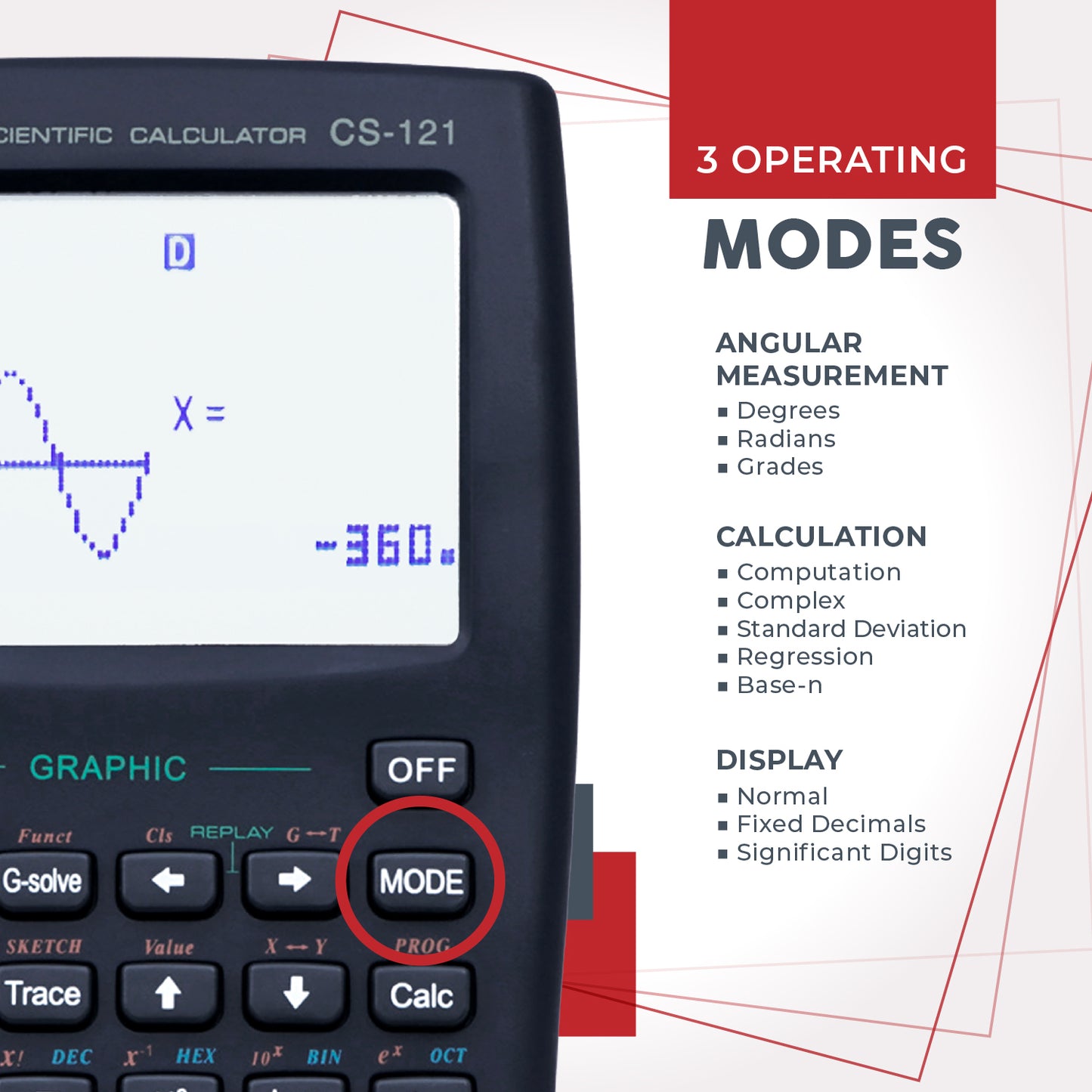 CS-121 Scientific Calculator with Graphic Functions (Black) -5 pack