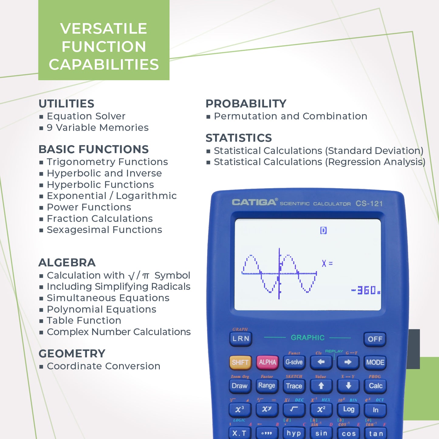 CS-121 Scientific Calculator with Graphic Functions (Blue)