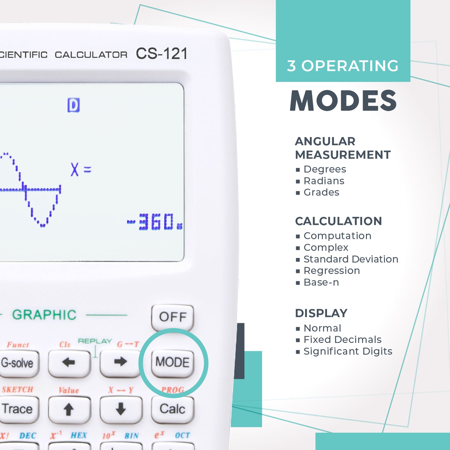 CS-121 Scientific Calculator with Graphic Functions (White)