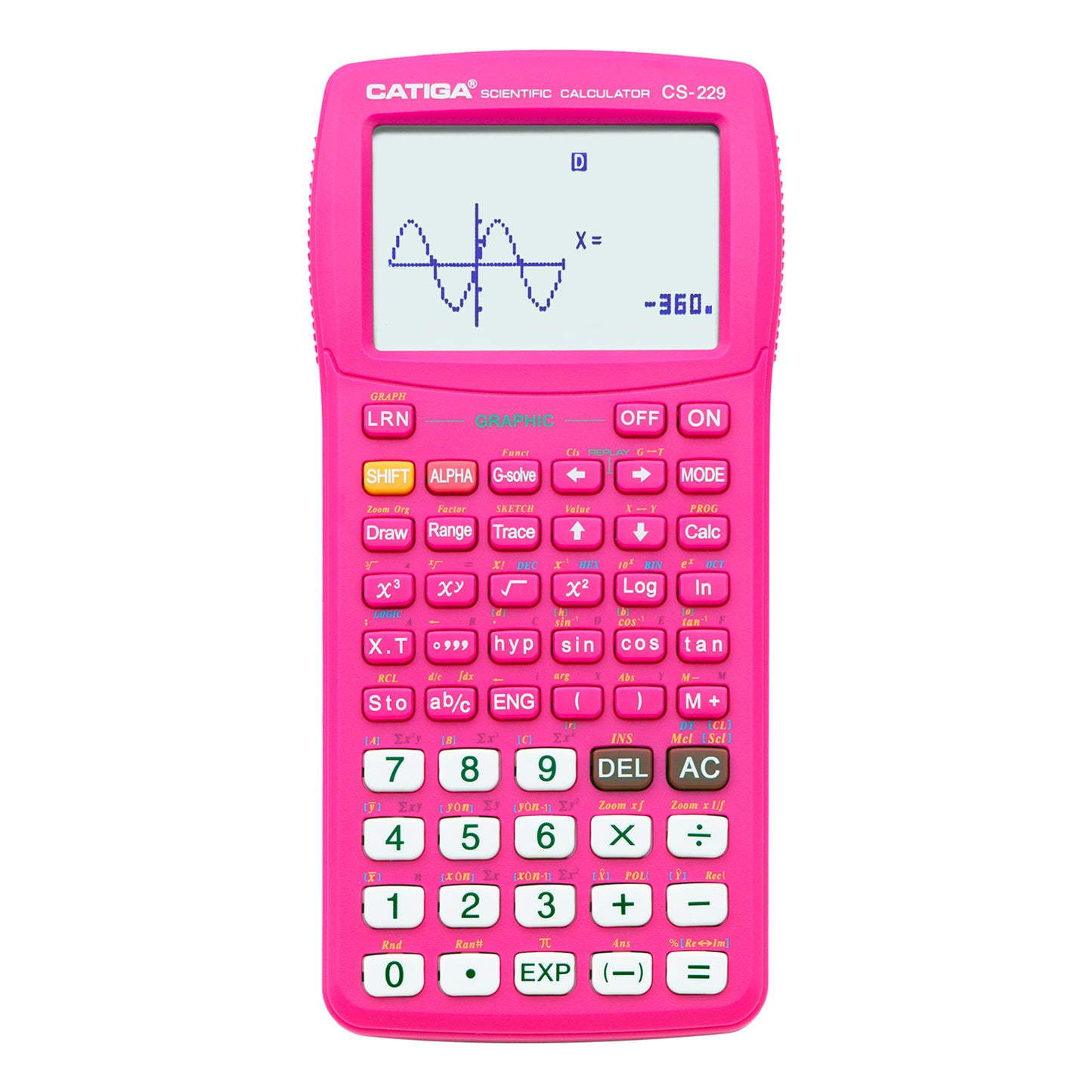 CS-229 Scientific Calculator with Graphic Functions and Multiple Modes (Pink)