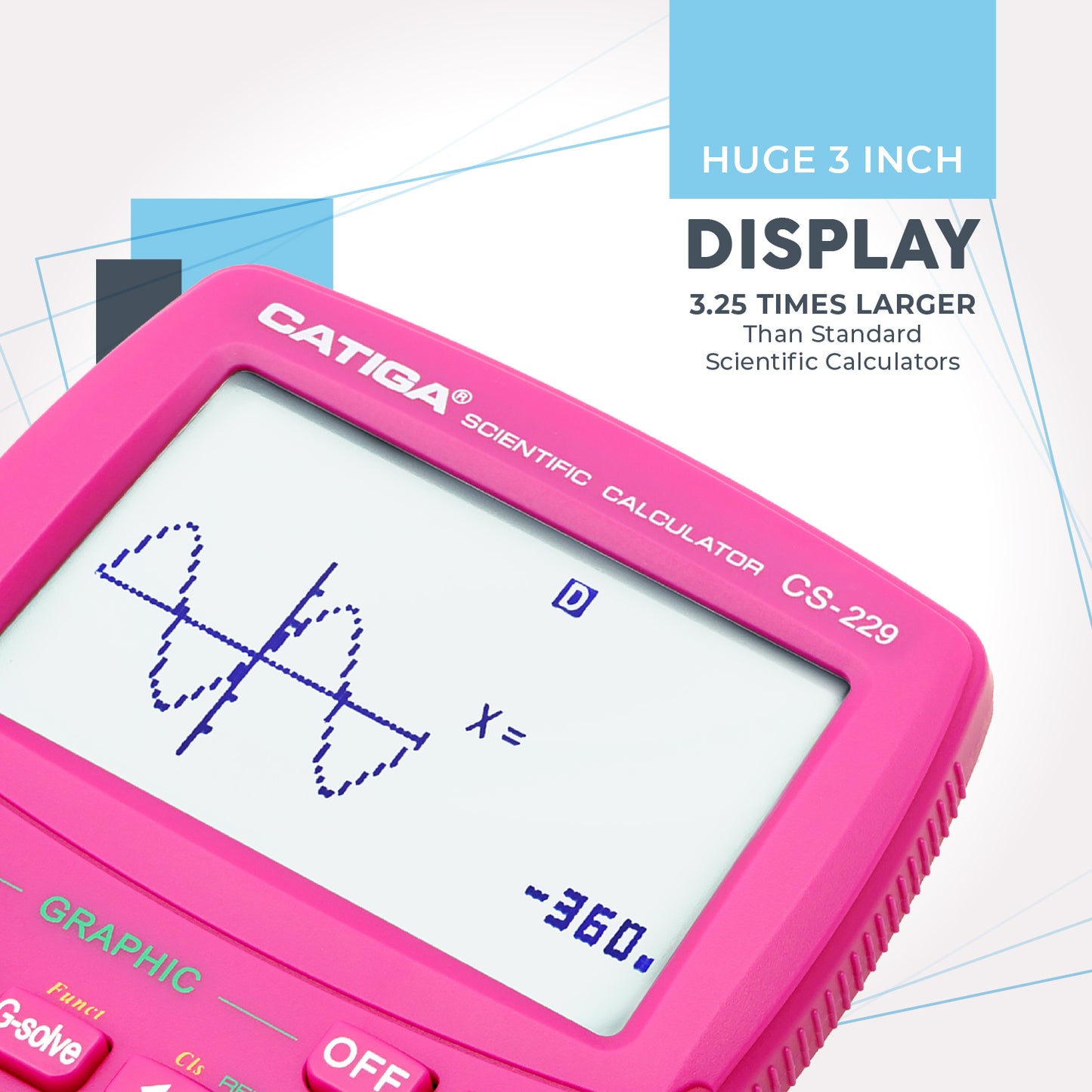CS-229 Scientific Calculator with Graphic Functions and Multiple Modes (Pink)