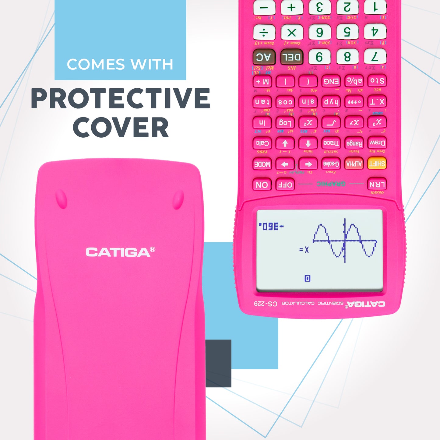 CS-229 Scientific Calculator with Graphic Functions and Multiple Modes (Pink)