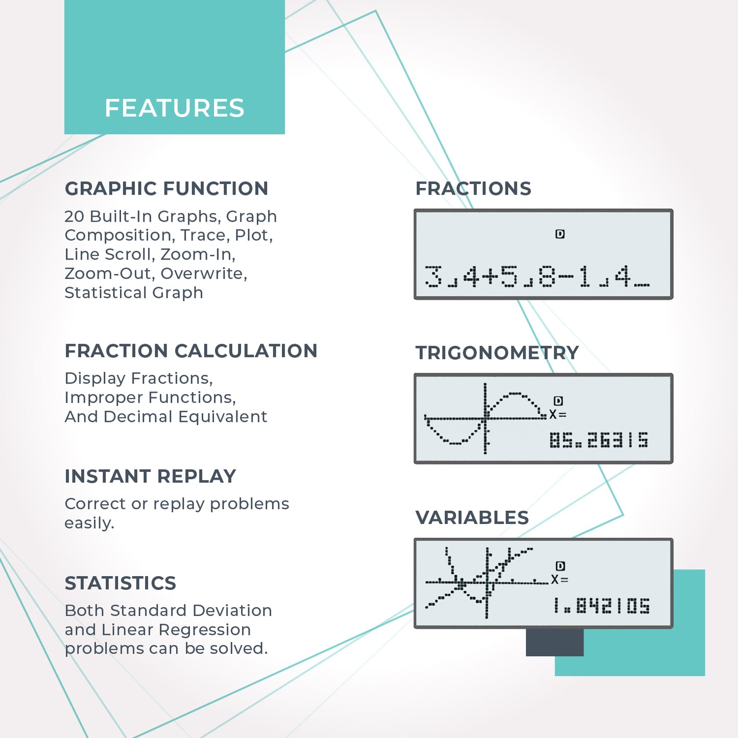 CS-229 Scientific Calculator with Graphic Functions and Multiple Modes (White)