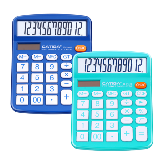 CD-2786 12 Digits Basic calculator, Desktop Calculator with Dual Power (2Pack)