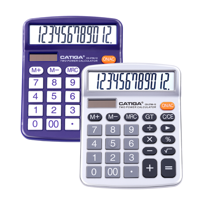 CD-2786 12 Digits Basic calculator, Desktop Calculator with Dual Power (2Pack)