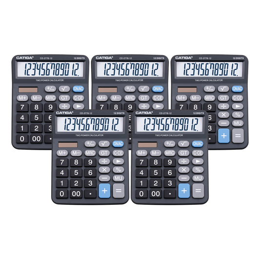 CD-2776 Premium Commercial XL 12-Digit Calculator (Black) -5 Pack