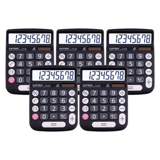 CD-8185 8-Digit Home and Office Calculator (Black)-5 Pack