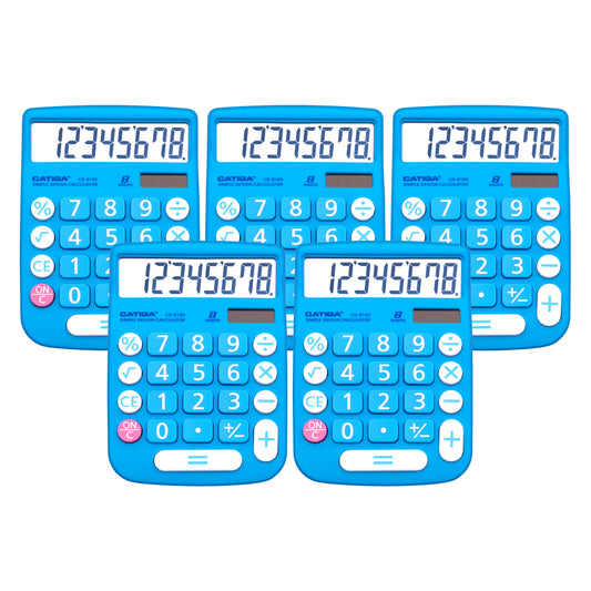 CD-8185 8-Digit Home and Office Calculator (Blue) -5 Pack