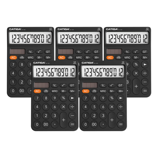 SD-1292 12-Digit Home and Office Calculator (Black) -5 Pack