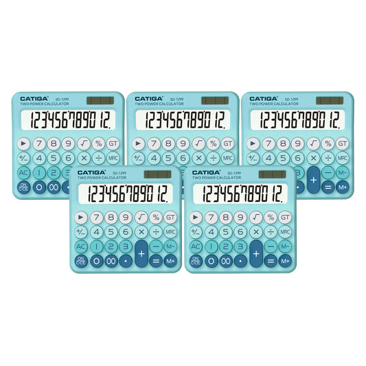 SD-1299 12-Digit Mechanical Switch Calculator (Aqua Blue)-5 pack