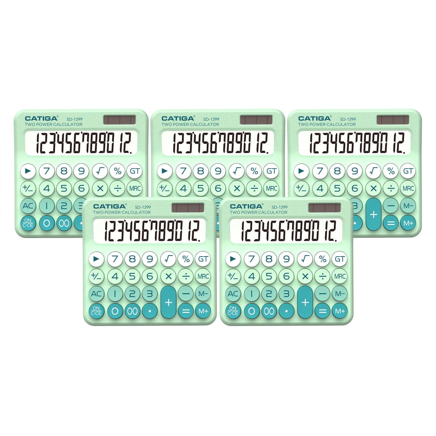 SD-1299 12-Digit Mechanical Switch Calculator (Mint Green) -5 pack