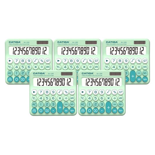 SD-1299 12-Digit Mechanical Switch Calculator (Mint Green) -5 pack