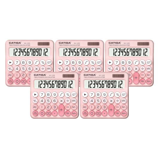 SD-1299 12-Digit Mechanical Switch Calculator (Blush Pink) -5 pack