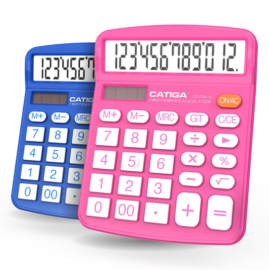 CD-2786 12-Digit Home and Office Calculator (Blue/Pink - 2PK)