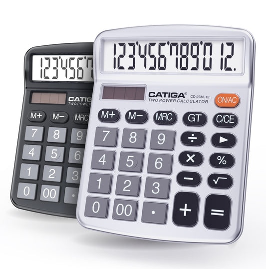 CD-2786 12-Digit Home and Office Calculator (Black/Silver - 2PK)