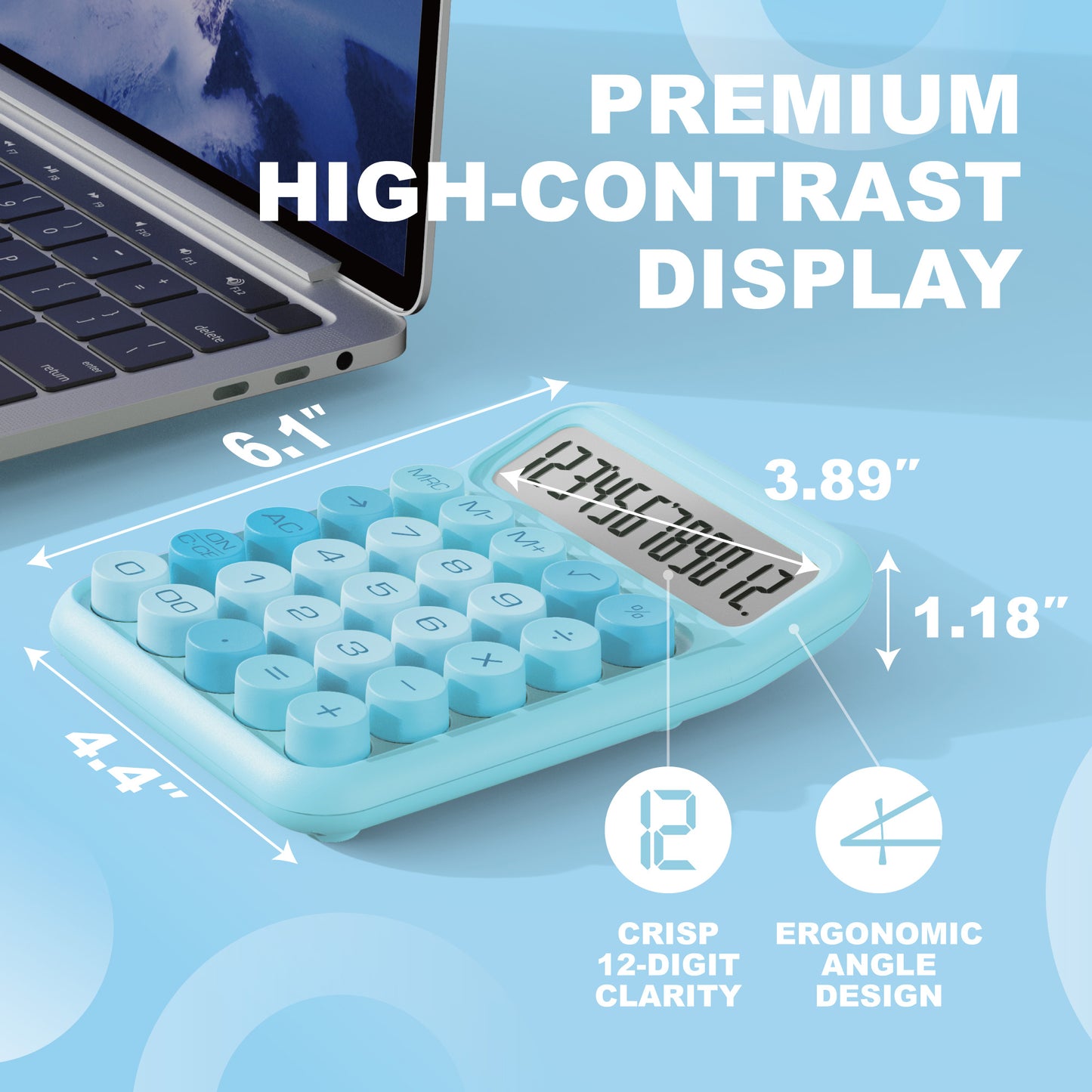 CD-2847 12-Digit Mechanical Switch Calculator (Blue)