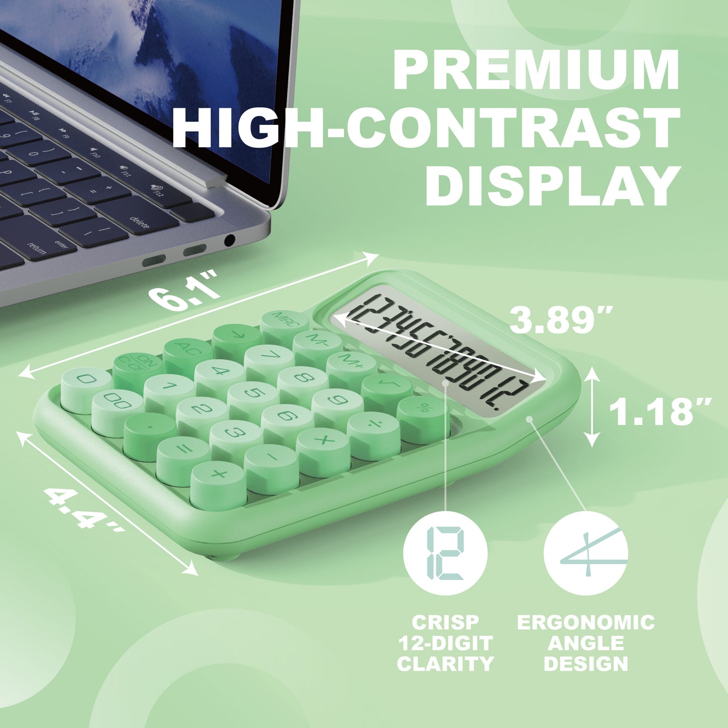 CD-2847 12-Digit Mechanical Switch Calculator (Green)