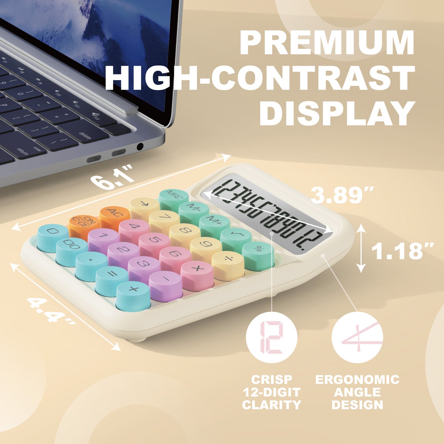 CD-2847 12-Digit Mechanical Switch Calculator (Pastel Harmony)