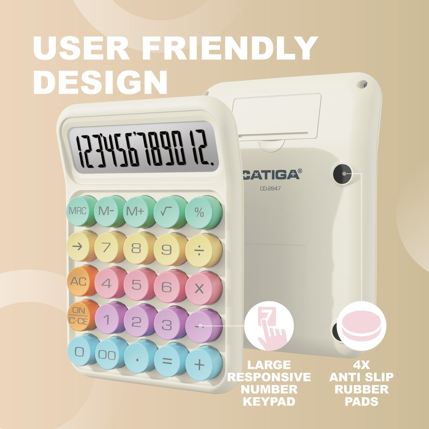 CD-2847 12-Digit Mechanical Switch Calculator (Pastel Harmony)