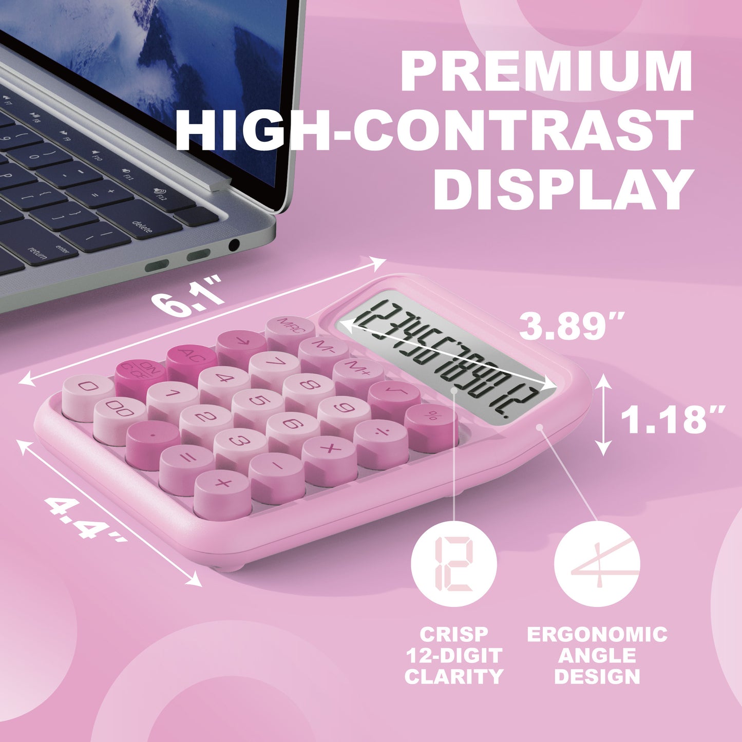 CD-2847 12-Digit Mechanical Switch Calculator (Pink)