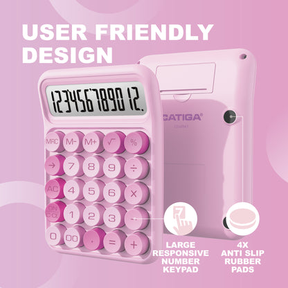 CD-2847 12-Digit Mechanical Switch Calculator (Pink)