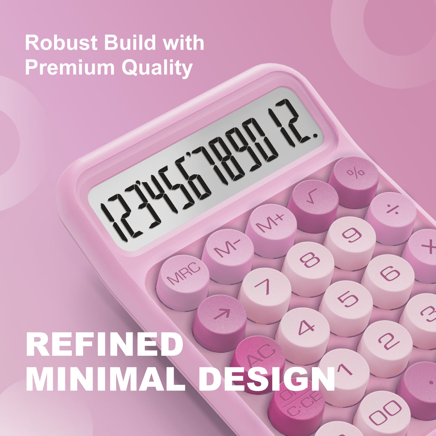 CD-2847 12-Digit Mechanical Switch Calculator (Pink)