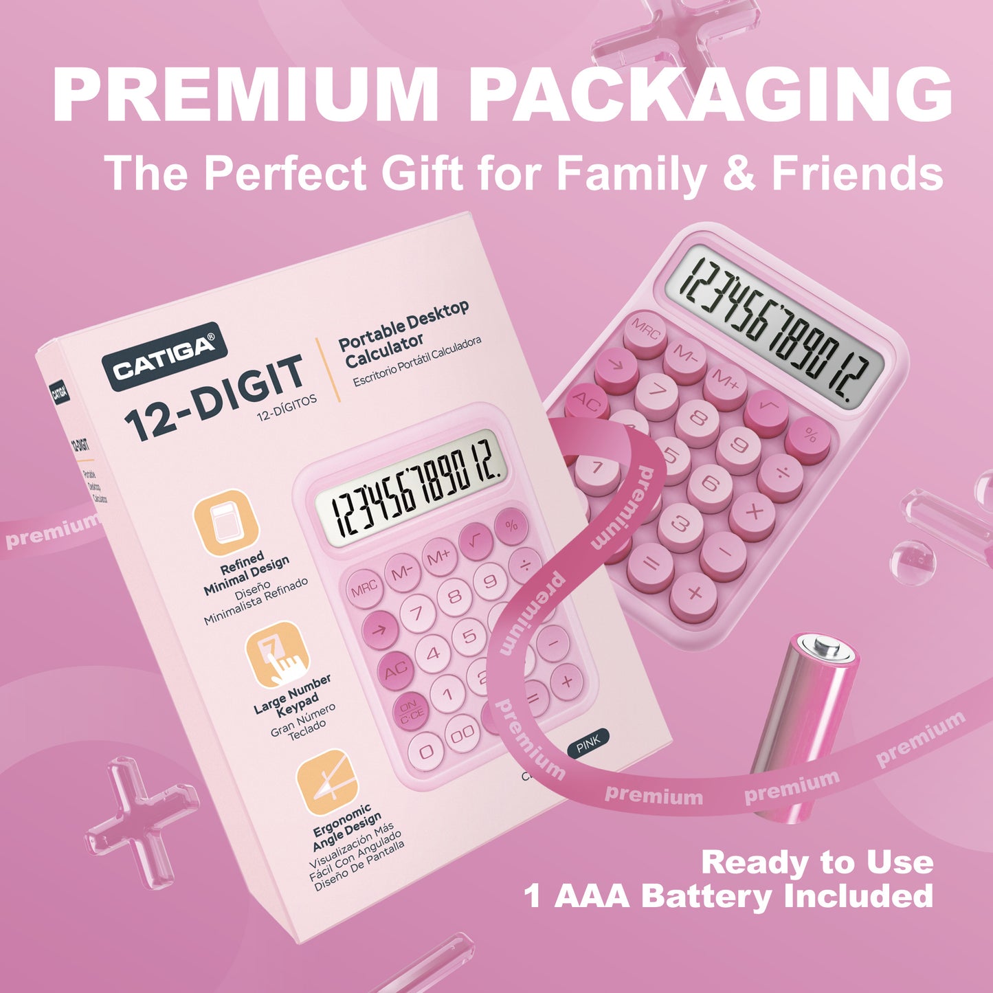 CD-2847 12-Digit Mechanical Switch Calculator (Pink)