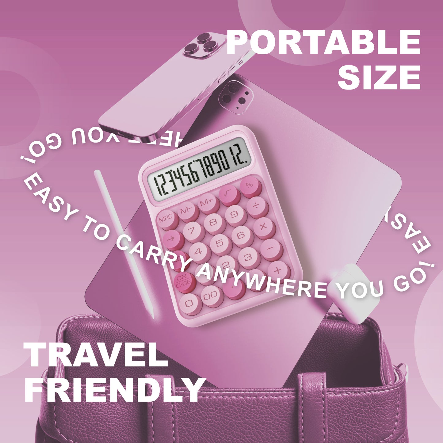 CD-2847 12-Digit Mechanical Switch Calculator (Pink)