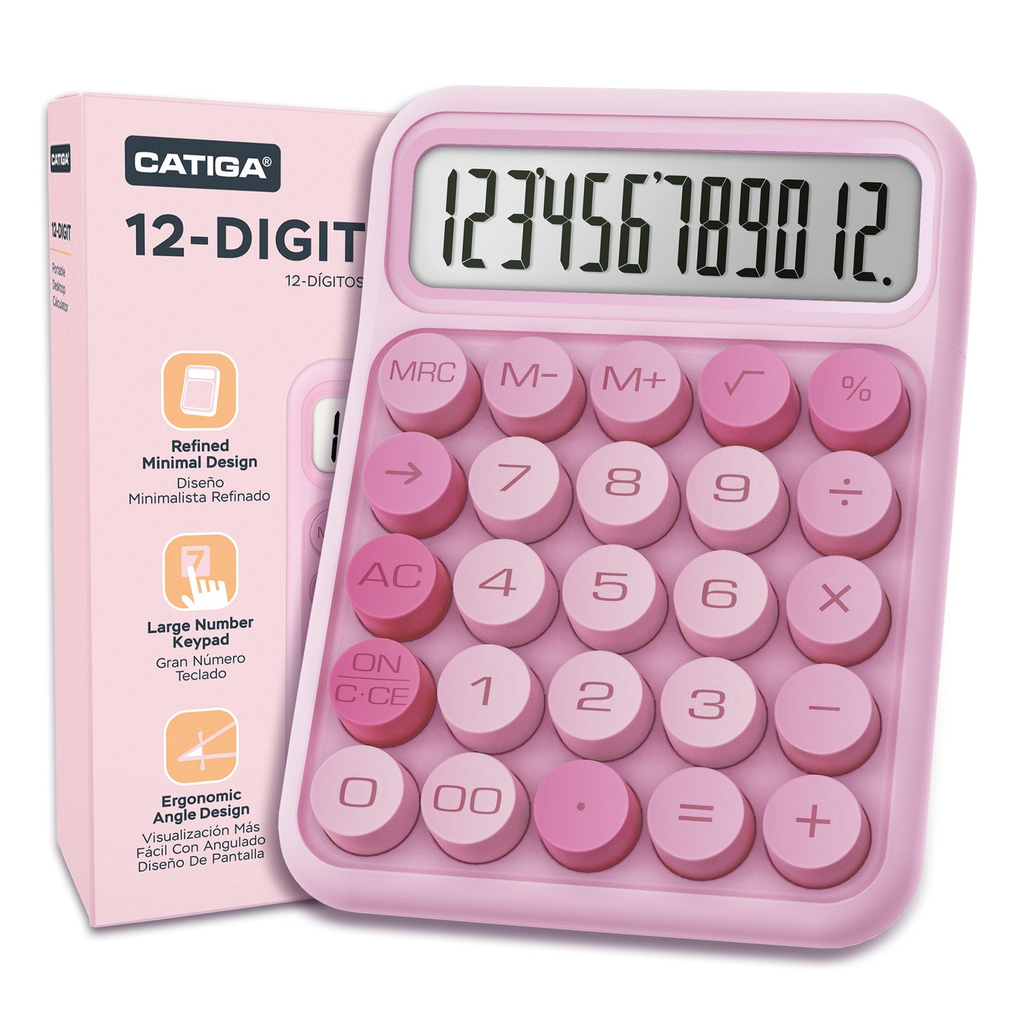 CD-2847 12-Digit Mechanical Switch Calculator (Pink)