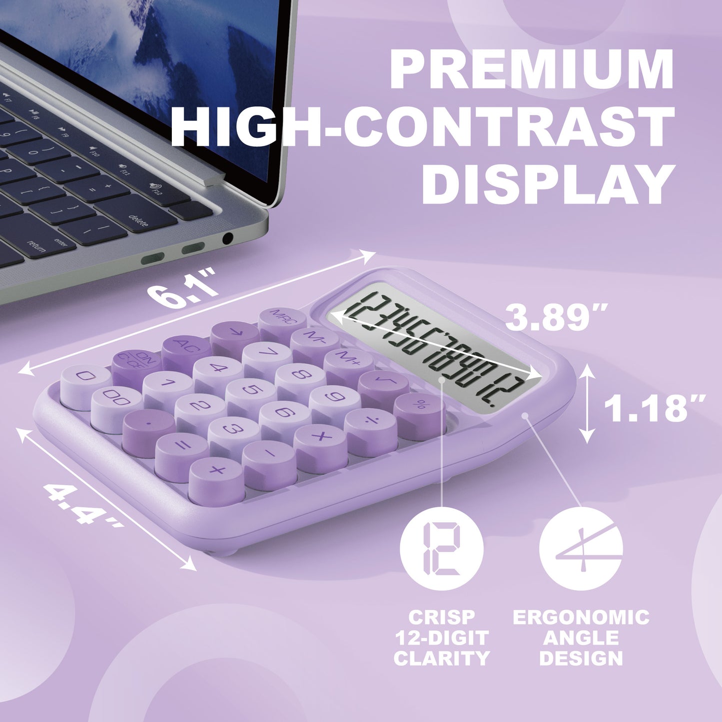 CD-2847 12-Digit Mechanical Switch Calculator (Purple)