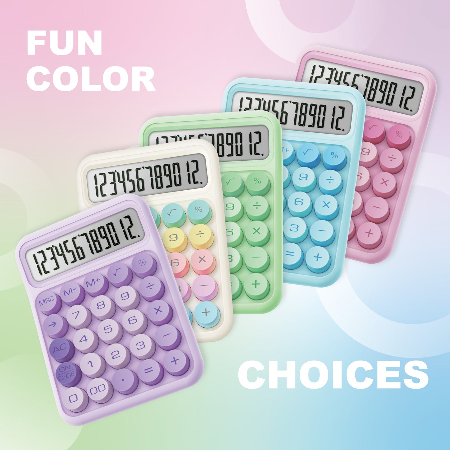 CD-2847 12-Digit Mechanical Switch Calculator (Purple)