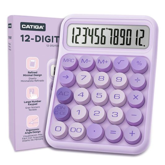CD-2847 12-Digit Mechanical Switch Calculator (Purple)