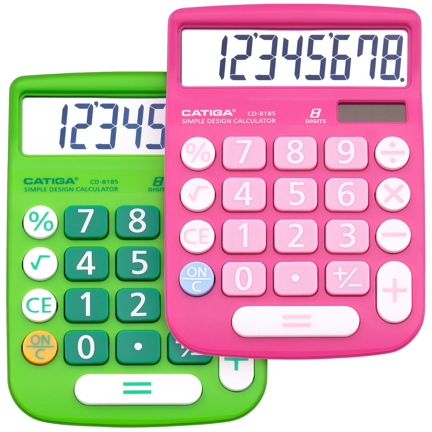 CD-8185 8-Digit Home and Office Calculator (Pink/Green - 2PK)